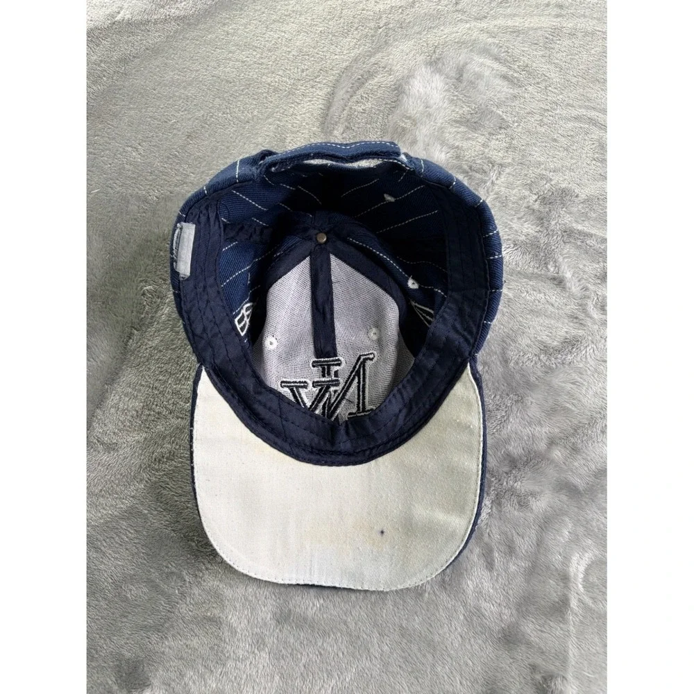 New York NY Pinstripe Baseball Cap Hat Navy Blue White Adjustable